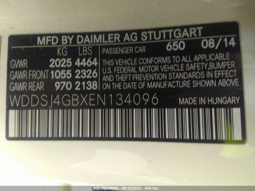 2014 MERCEDES-BENZ CLA-CLASS CLA 250 - WDDSJ4GBXEN134096