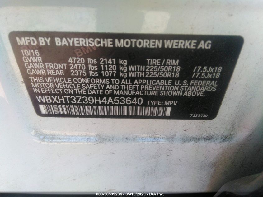 2017 BMW X1 XDRIVE28I - WBXHT3Z39H4A53640