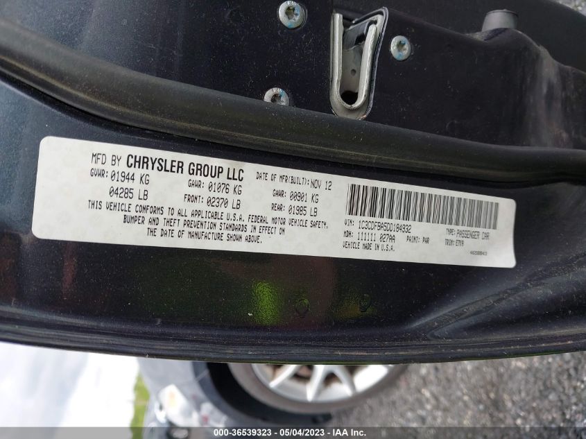 2013 DODGE DART SXT - 1C3CDFBA5DD184932