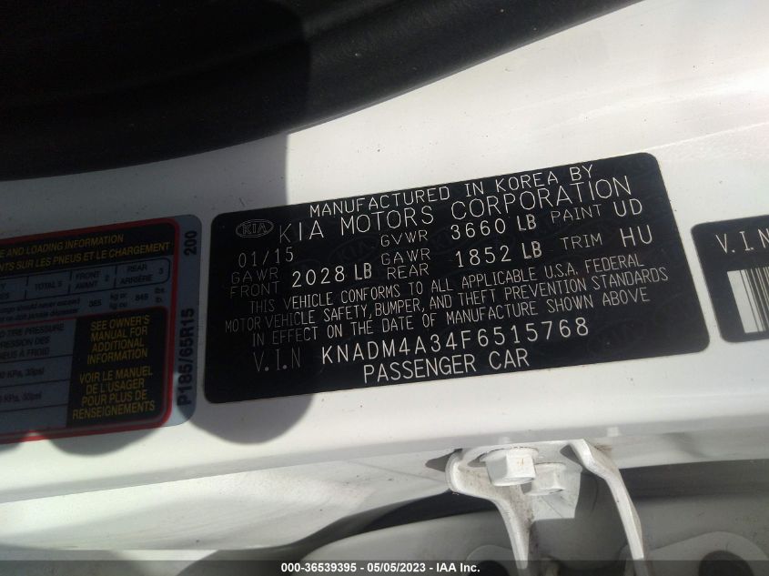 2015 KIA RIO LX - KNADM4A34F6515768