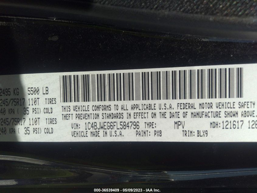 2015 JEEP WRANGLER UNLIMITED WRANGLER X - 1C4BJWEG6FL584796