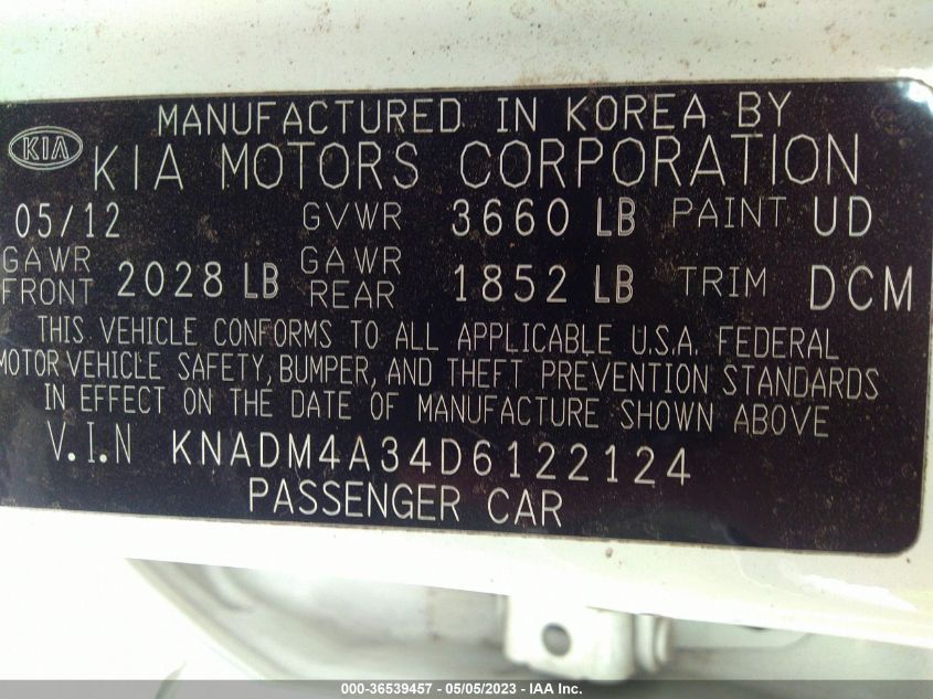 2013 KIA RIO LX - KNADM4A34D6122124