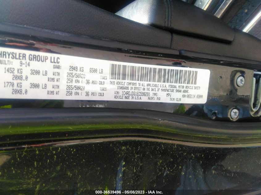 2014 DODGE DURANGO LIMITED - 1C4RDJDG1EC598291