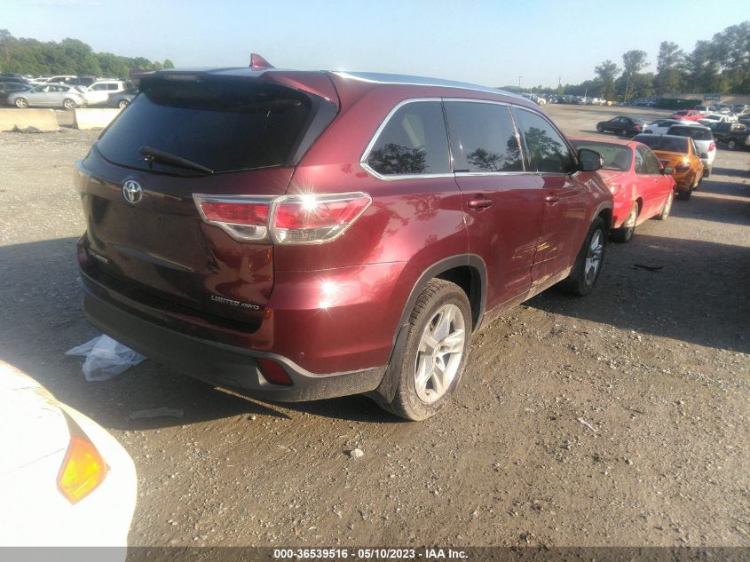 2014 TOYOTA HIGHLANDER LIMITED - 5TDDKRFH1ES019304