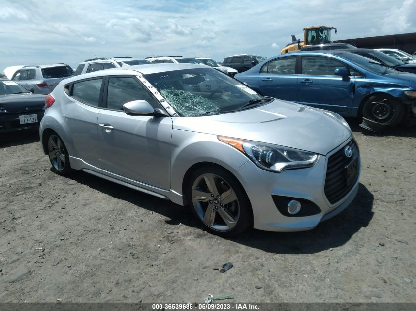 2013 HYUNDAI VELOSTER TURBO W/BLUE INT - KMHTC6AE9DU097632