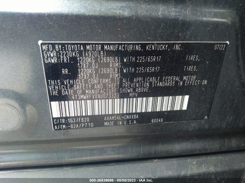 2022 TOYOTA RAV4 HYBRID LE - 4T3MWRFVXNU073323