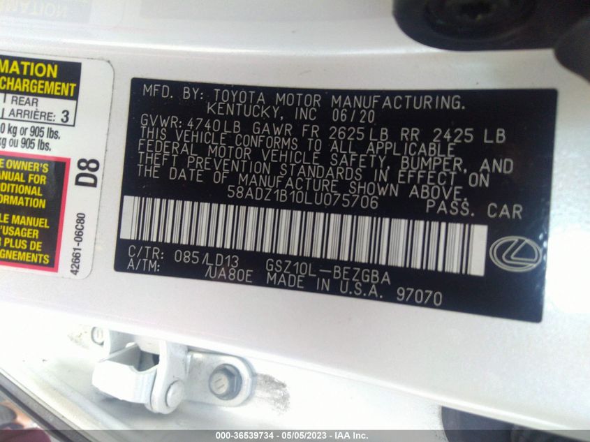 2020 LEXUS ES ES 350 - 58ADZ1B10LU075706