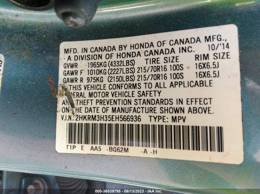 2014 HONDA CR-V LX - 2HKRM3H35EH566936