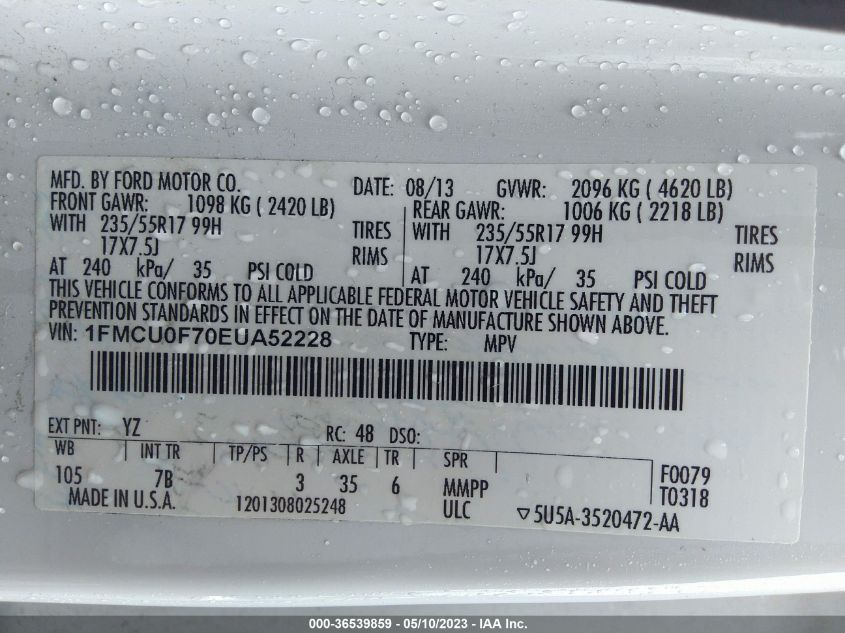 2014 FORD ESCAPE S - 1FMCU0F70EUA52228