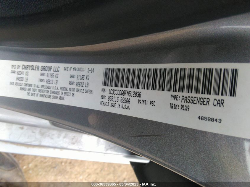 2015 CHRYSLER 200 S - 1C3CCCDG8FN512036