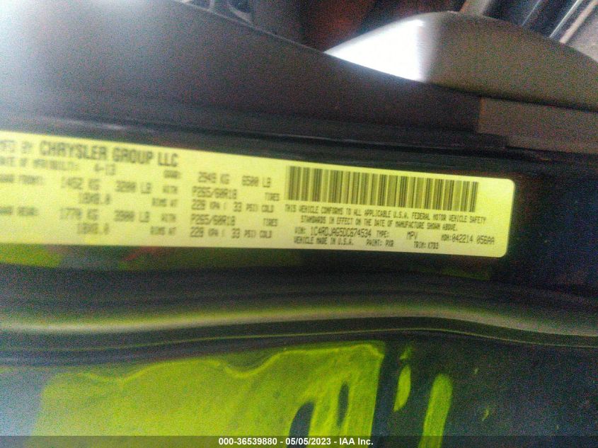 2013 DODGE DURANGO SXT - 1C4RDJAG5DC674534