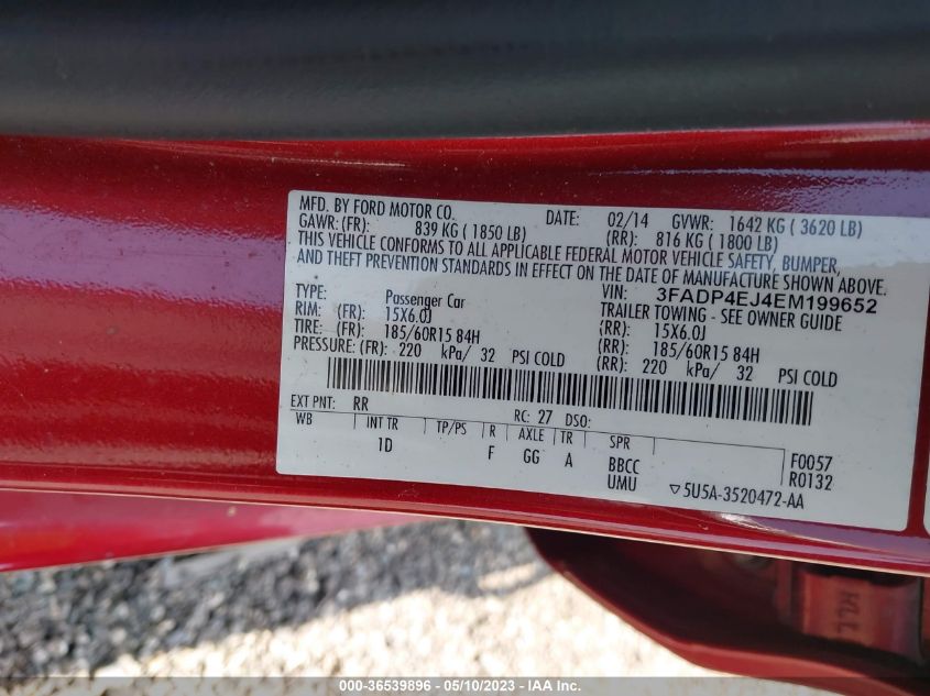 2014 FORD FIESTA SE - 3FADP4EJ4EM199652