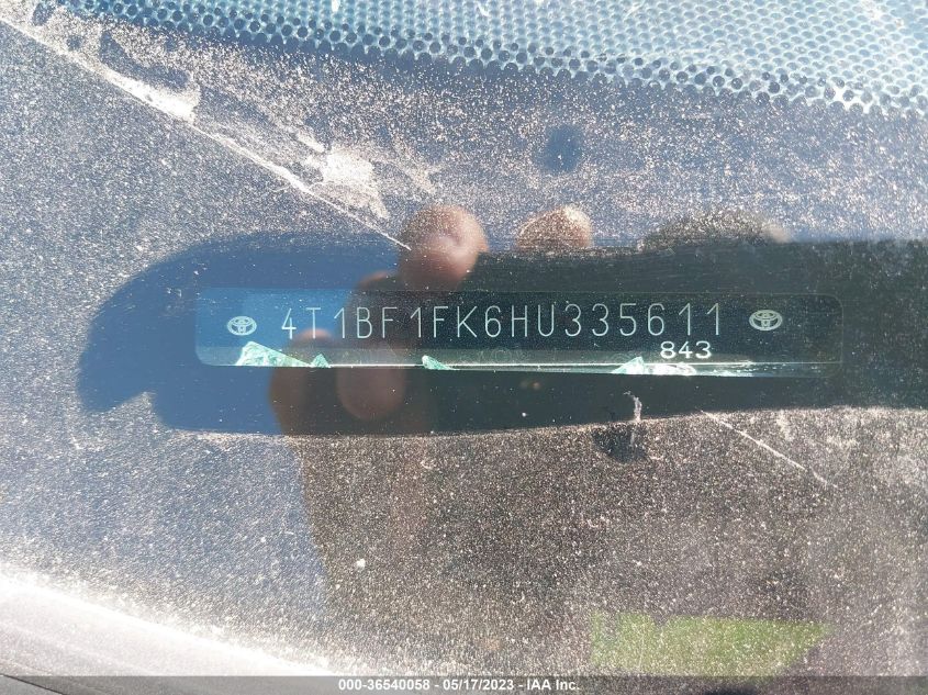 2017 TOYOTA CAMRY XLE/SE/LE/XSE - 4T1BF1FK6HU335611