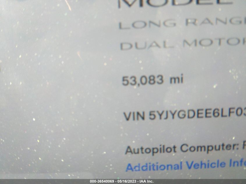 2020 TESLA MODEL Y LONG RANGE - 5YJYGDEE6LF031477