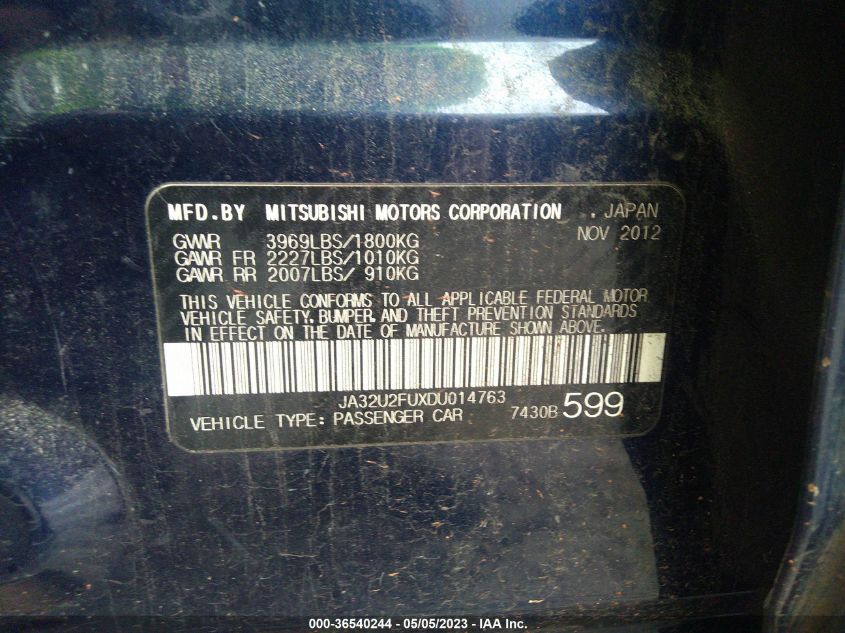 2013 MITSUBISHI LANCER ES - JA32U2FUXDU014763