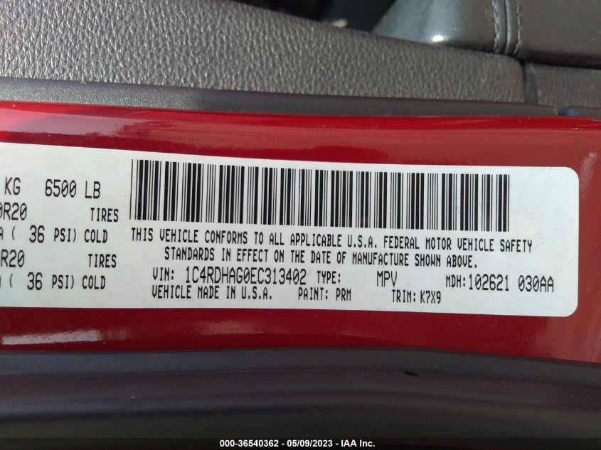 2014 DODGE DURANGO SXT - 1C4RDHAG0EC313402