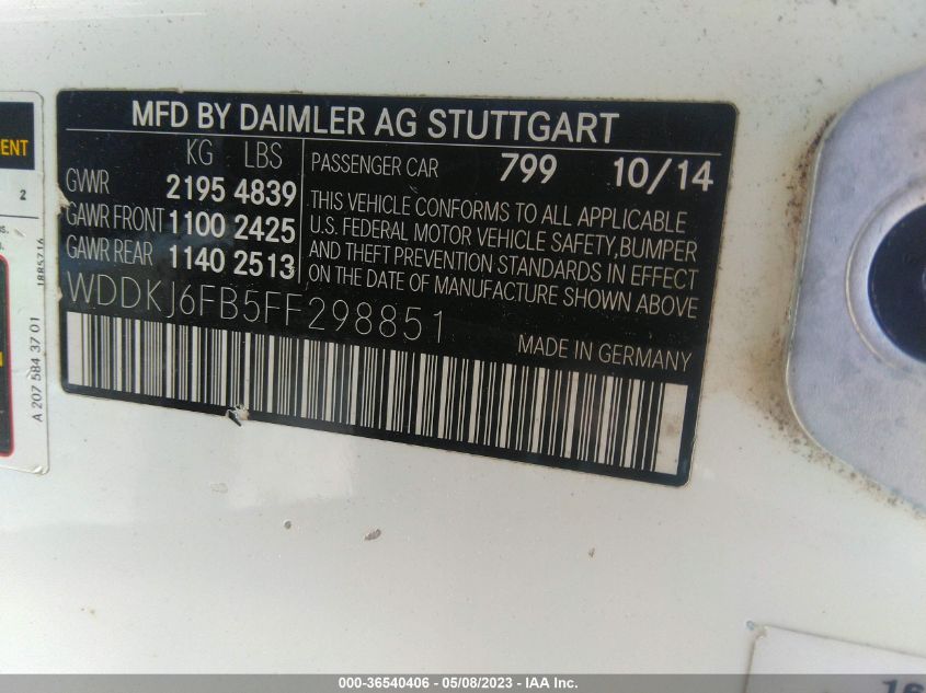 2015 MERCEDES-BENZ E-CLASS E 400 - WDDKJ6FB5FF298851