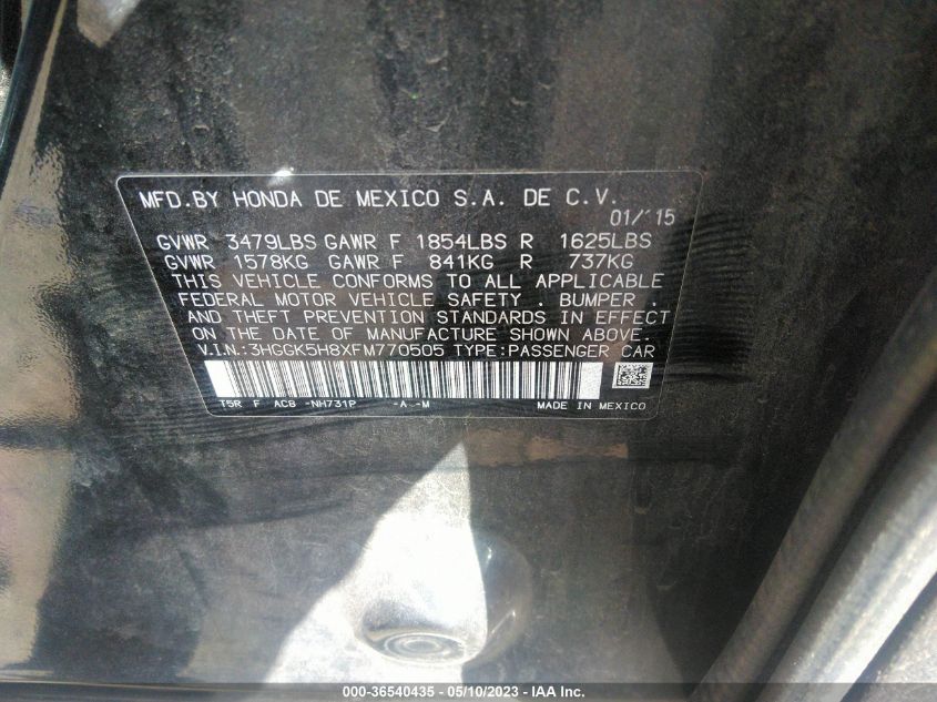 2015 HONDA FIT EX-L/EX - 3HGGK5H8XFM770505