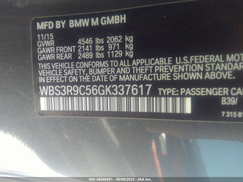 2016 BMW M4 - WBS3R9C56GK337617