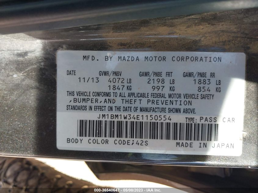 2014 MAZDA MAZDA3 S GRAND TOURING - JM1BM1W34E1150554
