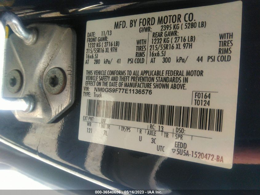 2014 FORD TRANSIT CONNECT WAGON XLT NM0GS9F77E1136576