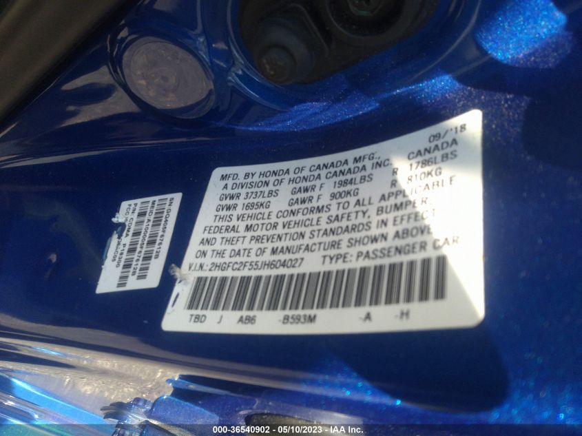 2018 HONDA CIVIC SEDAN LX - 2HGFC2F55JH604027