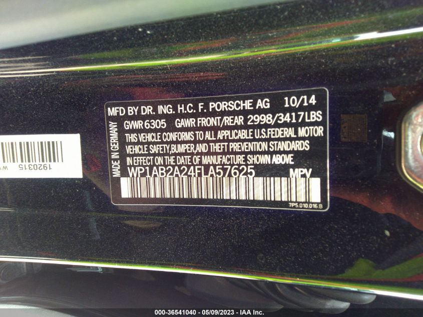 2015 PORSCHE CAYENNE S - WP1AB2A24FLA57625