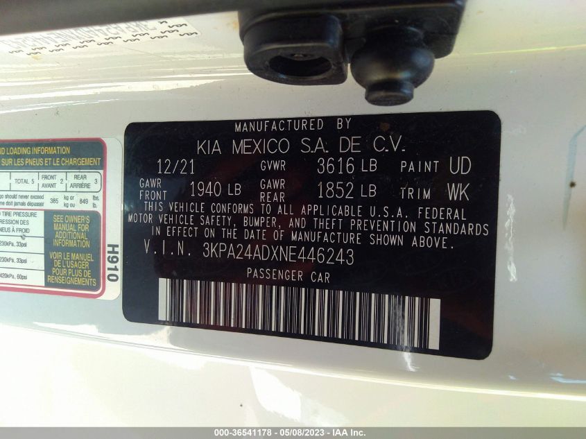 2022 KIA RIO LX - 3KPA24ADXNE446243