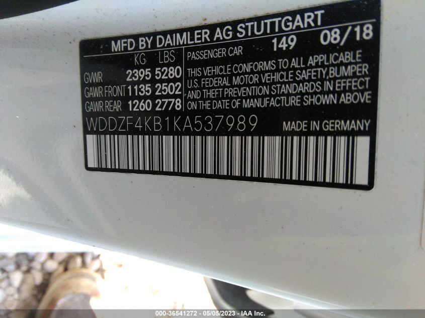 2019 MERCEDES-BENZ E-CLASS E 300 - WDDZF4KB1KA537989