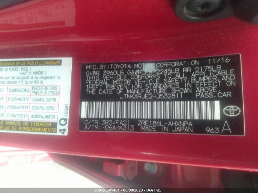 2017 TOYOTA COROLLA IM - JTNKARJE2HJ532811