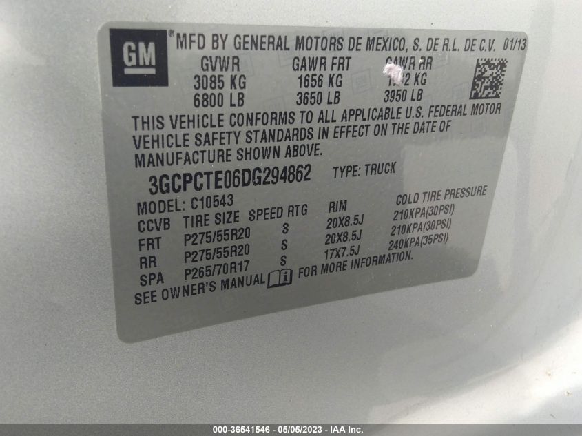 2013 CHEVROLET SILVERADO 1500 LTZ - 3GCPCTE06DG294862