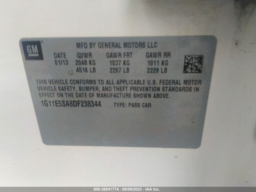 2013 CHEVROLET MALIBU LT - 1G11E5SA8DF238344