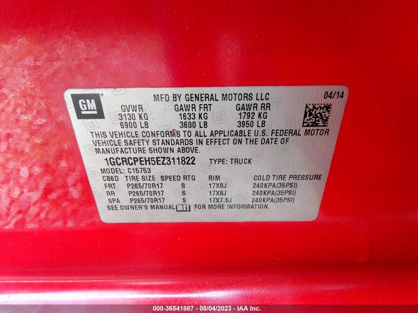 2014 CHEVROLET SILVERADO 1500 WORK TRUCK - 1GCRCPEH5EZ311822