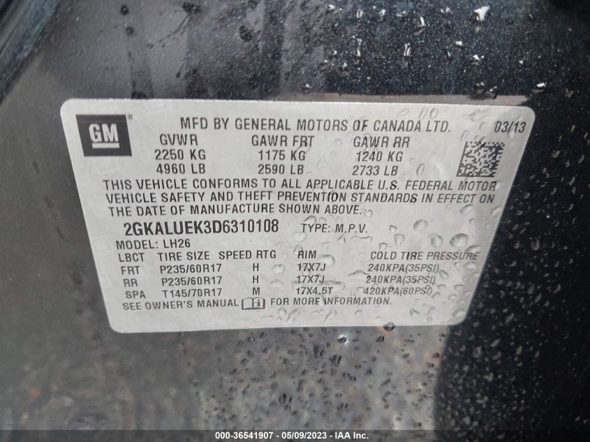 2013 GMC TERRAIN SLT - 2GKALUEK3D6310108