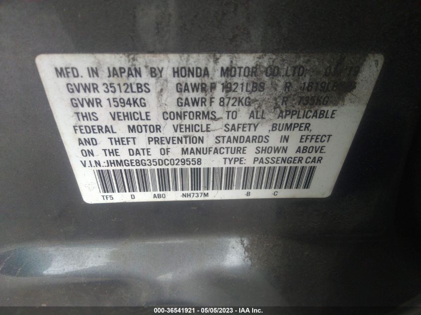 2013 HONDA FIT - JHMGE8G35DC029558