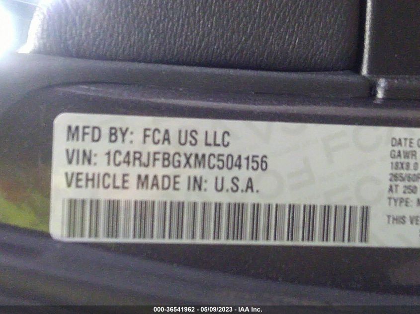 2021 JEEP GRAND CHEROKEE LIMITED - 1C4RJFBGXMC504156
