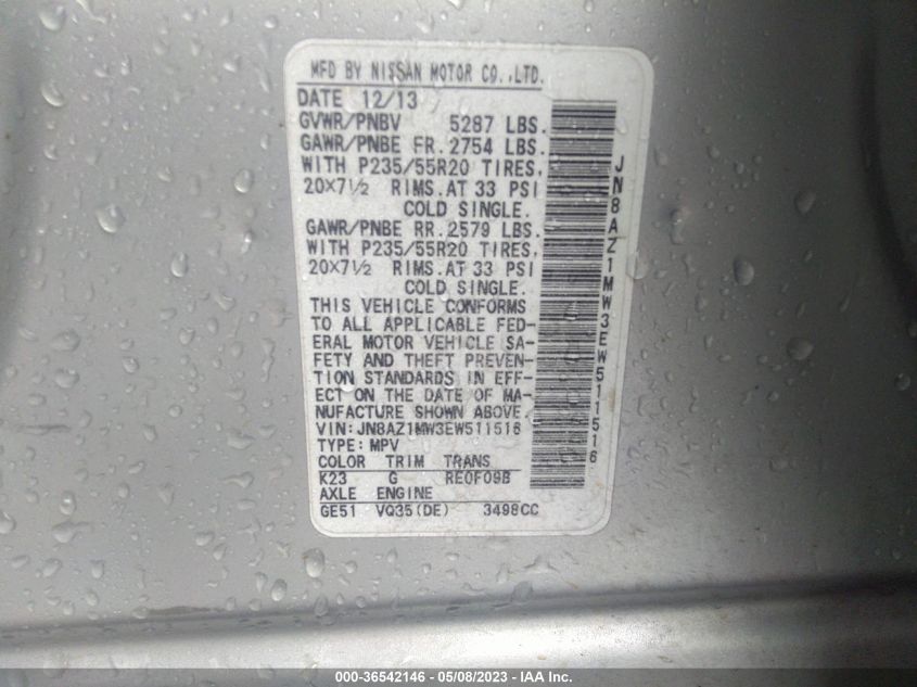 2014 NISSAN MURANO LE - JN8AZ1MW3EW511516