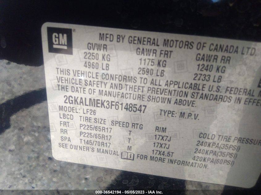 2015 GMC TERRAIN SLE - 2GKALMEK3F6148547