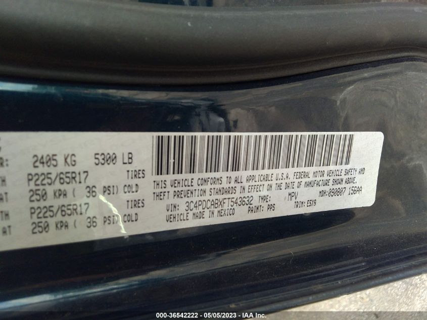 2015 DODGE JOURNEY AMERICAN VALUE PKG - 3C4PDCABXFT543632