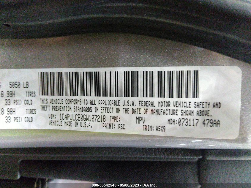 2016 JEEP CHEROKEE ALTITUDE - 1C4PJLCB0GW127218