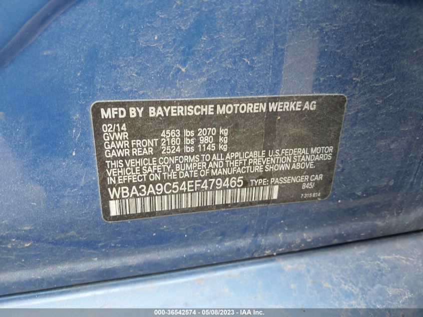 2014 BMW 3 SERIES 335I - WBA3A9C54EF479465