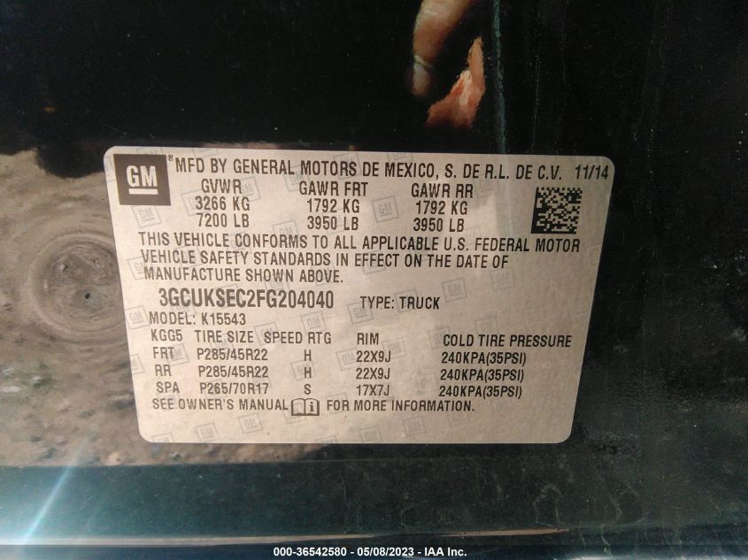 2015 CHEVROLET SILVERADO 1500 LTZ - 3GCUKSEC2FG204040