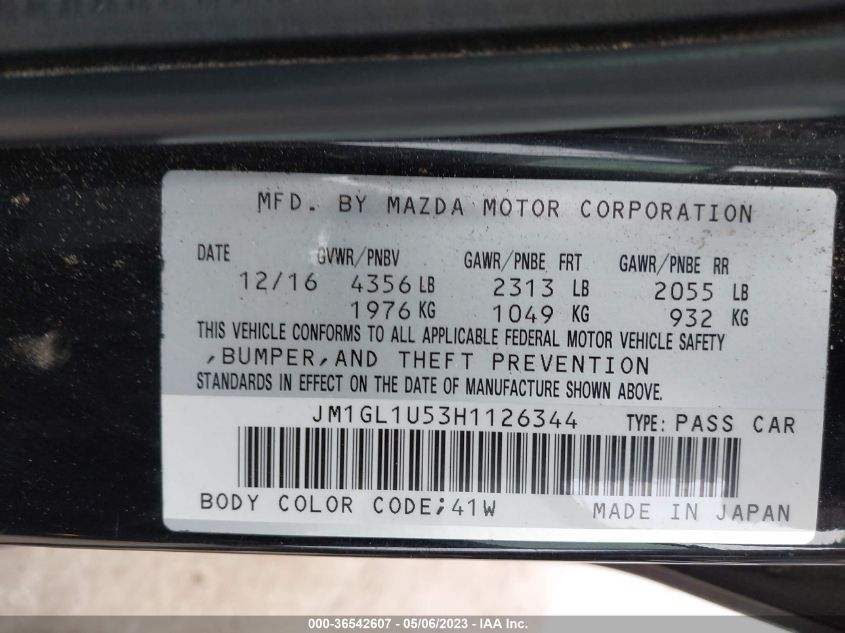 2017 MAZDA MAZDA6 SPORT - JM1GL1U53H1126344
