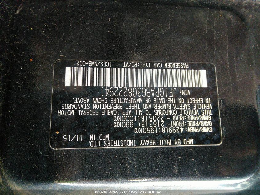 2016 SUBARU IMPREZA WAGON 2.0I PREMIUM - JF1GPAB63G8222941