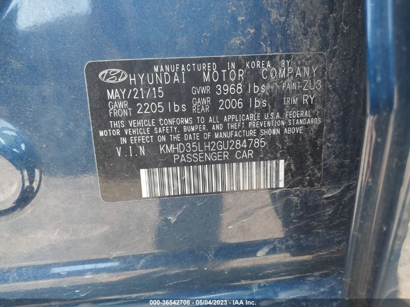 2016 HYUNDAI ELANTRA GT - KMHD35LH2GU2H4785