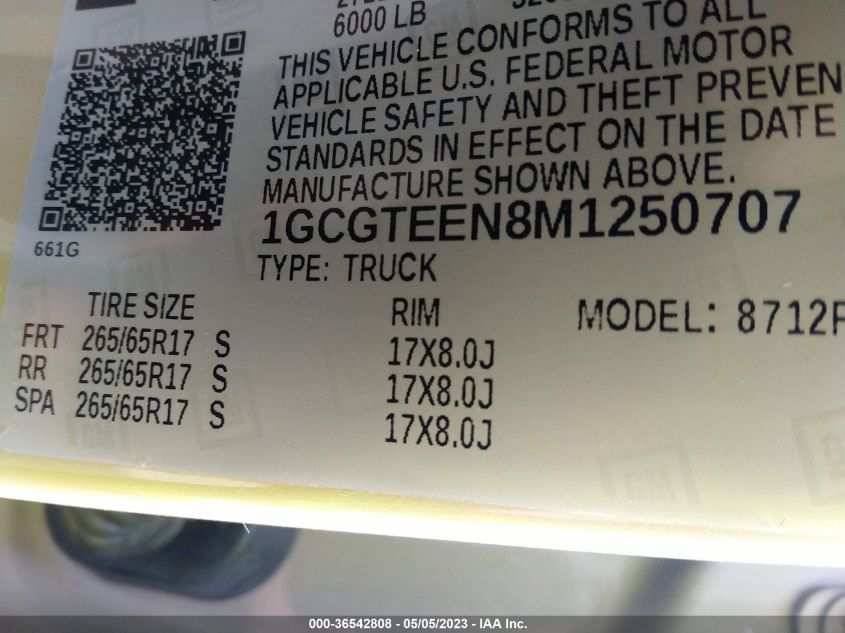 2021 CHEVROLET COLORADO 4WD ZR2 - 1GCGTEEN8M1250707