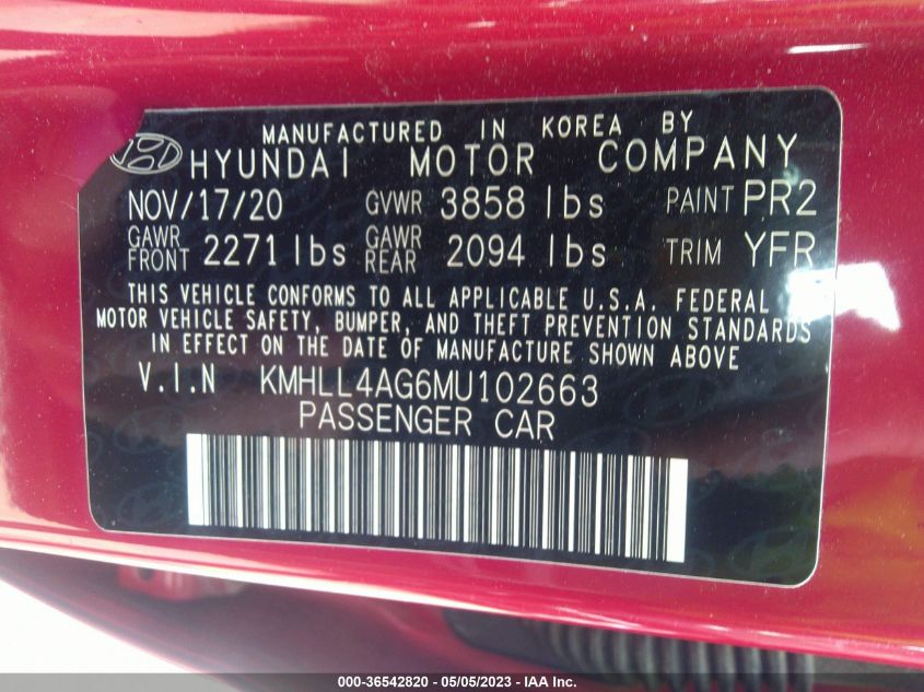 2021 HYUNDAI ELANTRA SE - KMHLL4AG6MU102663