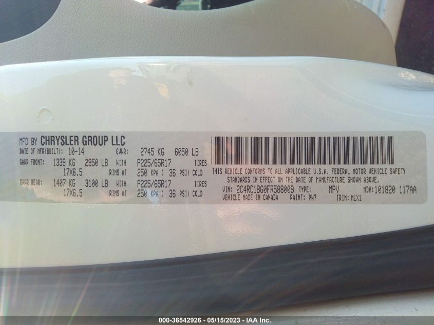 2015 CHRYSLER TOWN & COUNTRY TOURING - 2C4RC1BG0FR588009