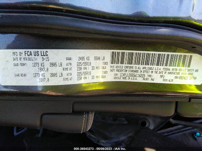 2016 JEEP CHEROKEE LIMITED - 1C4PJLDS6GW116223