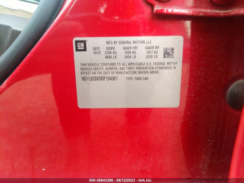2013 CHEVROLET MALIBU LTZ - 1G11J5SX8DF194961
